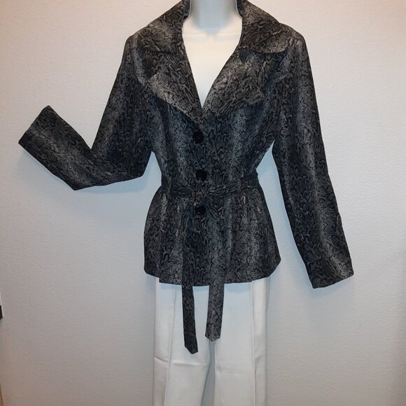 Fashion Bug Sz 12 * Velvety Snake Skin Belted Blazer * Like New * Gray Python * - Picture 10 of 10